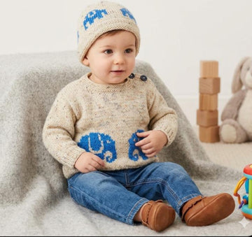 Aran Baby Elephant Sweater and Hat