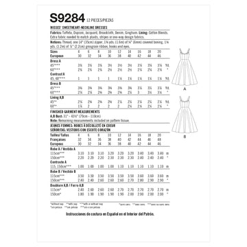 Simplicity Misses' Sweetheart-Neckline Dresses S9284 - Sewing Pattern
