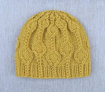Hat with Cables and Leaves