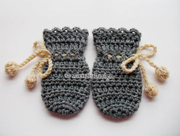 Baby Thumb-less Grey Mittens
