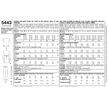 Simplicity Women's & Men's Plus Size Scrubs 5443 - Sewing Pattern