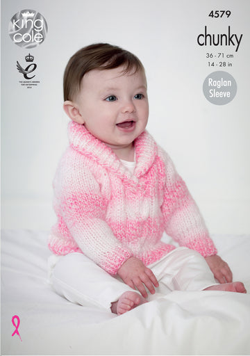 Cardigan & Sweater in King Cole Baby Soft Chunky - 4579 - Leaflet