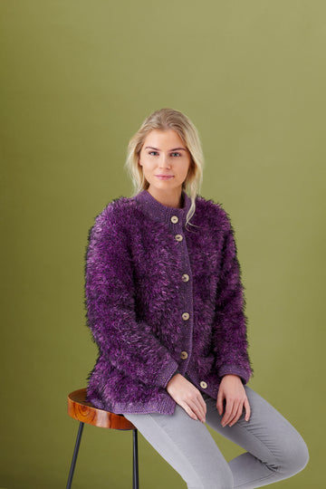 Ladies Fur Jacket, Jacket with Fur Front & Collar, and Headband in King Cole Fashion Aran and Luxury Fur in King Cole - 5445 - Leaflet