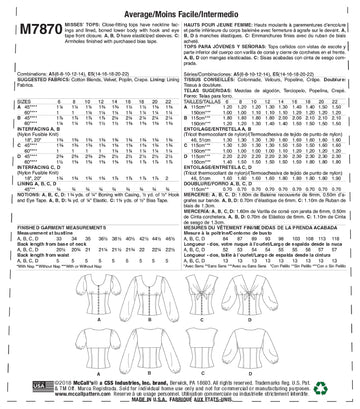 McCall's Misses' Tops M7870 - Sewing Pattern