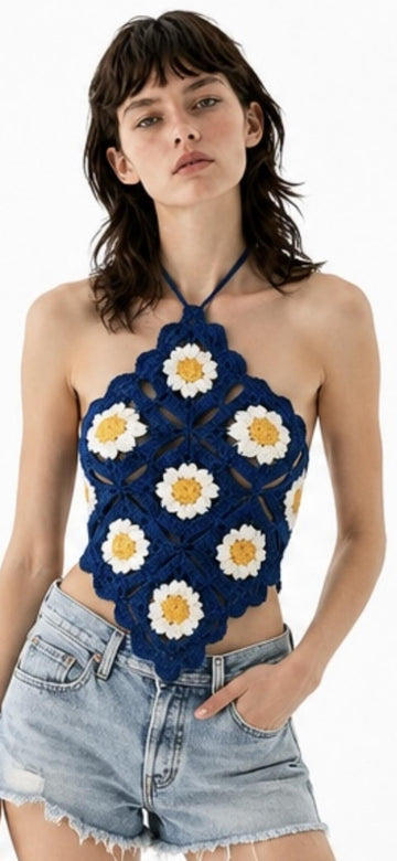 English Daisy Crochet Crop Top