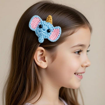 Crochet Elephant Hair Clip Pattern PDF, Animal Hair Clip, Easy Crochet Barrette, Kids Hair Accessory, Video Tutorial