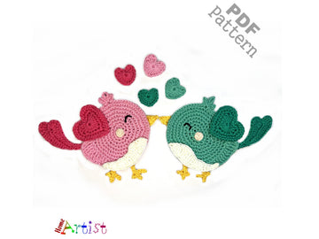 Love birds crochet applique pattern