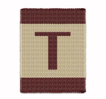 Letter T Knitting Pattern Knit Chunky Blanket Color work afghan