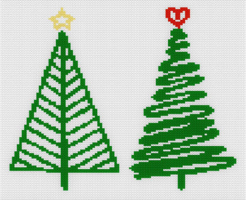 Christmas Trees Motif Intarsia knit Chart