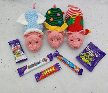 Christmas Knitting Pattern - Pigs in Blankets Decoration Gift Bags, Toy Charity knit