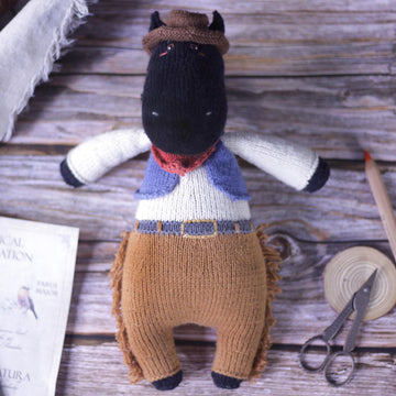 Horse Knitting Pattern - Knitted Cowboy Horse Finn