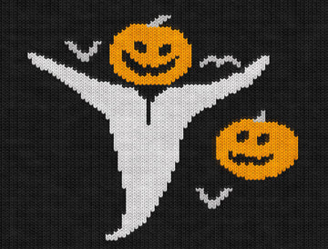 Halloween Pumpkin Ghost Knitting Chart