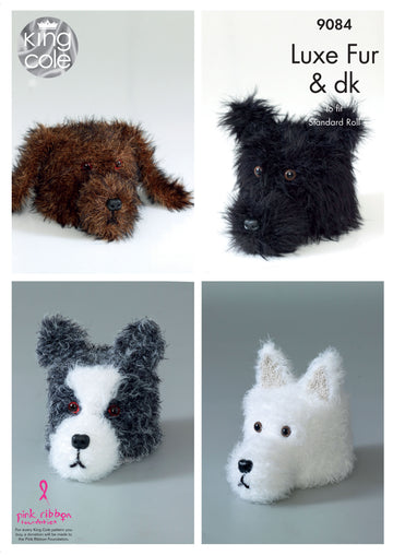 Knitted Dog Toilet Roll Cover in King Cole Luxe Fur & Pricewise DK - 9084 - Leaflet