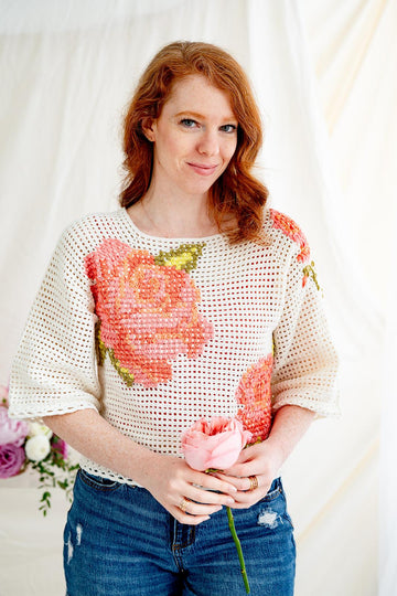 Summer Roses Cross Stitch Top
