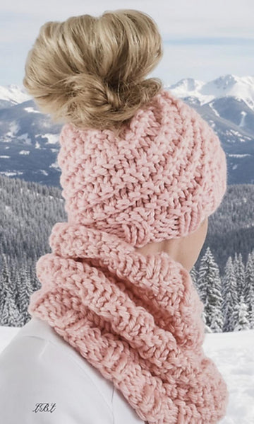 Spiral Snow Bunny Hat and Cowl