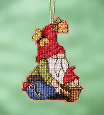 Mill Hill Wheelbarrow Gnome Cross Stitch Kit - 2.5inw x 3.5inh