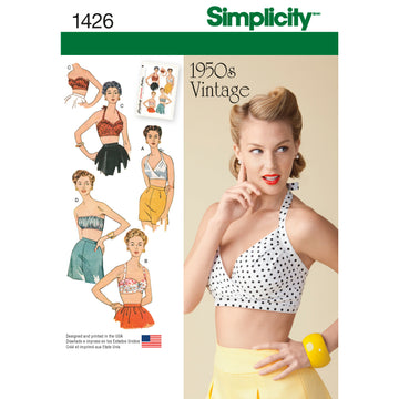 Simplicity Women's Vintage 1950's Bra Tops Lingerie 1426 - Sewing Pattern