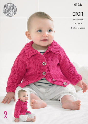 Babies' Raglan Cardigans in King Cole Big Value Recycled Cotton - 4138 - Downloadable PDF