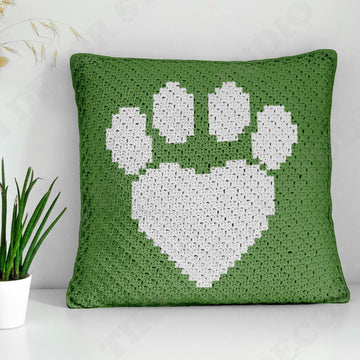 Green Cat Paw Pillow C2C