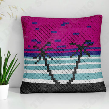 Miami Vice Broadway Art Deco Pillow 42x42 Sq Mini C2C Crochet Pattern