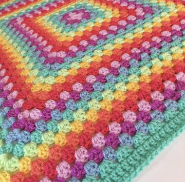 Happy Rainbow Granny Square Blanket
