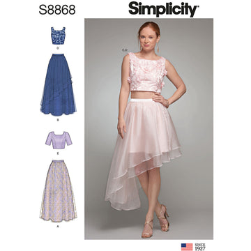 Simplicity S8868 Misses Overlay Skirts with Top - Sewing Pattern