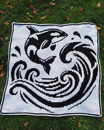 Orca Opus | Whale Overlay Mosaic Crochet Blanket