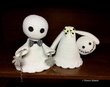 The ghosts Shock and Shiver crochet pattern, English, Deutsch