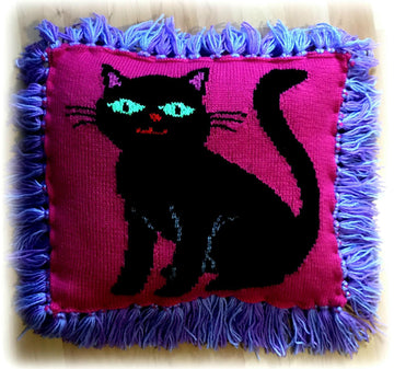 Black Kitty Cat Cushion