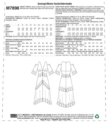 McCall's Misses' Dress M7898 - Sewing Pattern