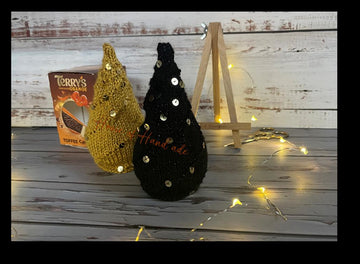 Christmas Tree Gold Black Chocolate Orange Cover Knitting Pattern