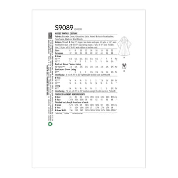 Simplicity Misses' Fantasy Costume S9089 - Sewing Pattern