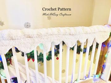 Snow Cascade banister cover – crochet snowy staircase decoration