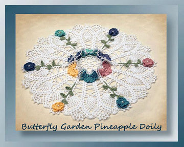 0757 Butterfly Garden Pineapple Doily
