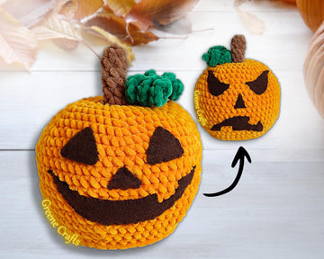Reversible Halloween Plush Pumpkin Pattern - Plush Toy Crochet Pattern