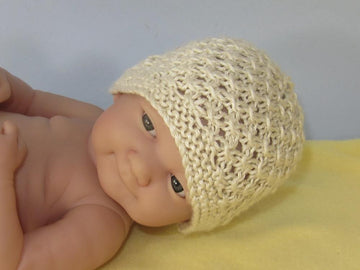 Preemie, Tiny and Newborn Baby 3 Stitch Lace Beanie Hat