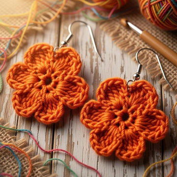 Crochet Flower Earrings Pattern – Floral Hoop Jewelry PDF + Video Tutorial