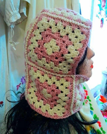 Granny square balaclava hood