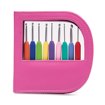 KnitPro Waves Crochet Hook (Set of 9) with Pink Case