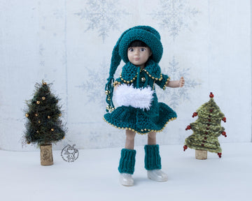 Knitted flat outfit Christmas Tree for 8-9 inch dolls
