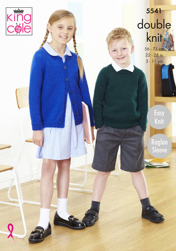 V and Round Neck Cardigan & Sweater in King Cole Pricewise DK - 5541 - Leaflet