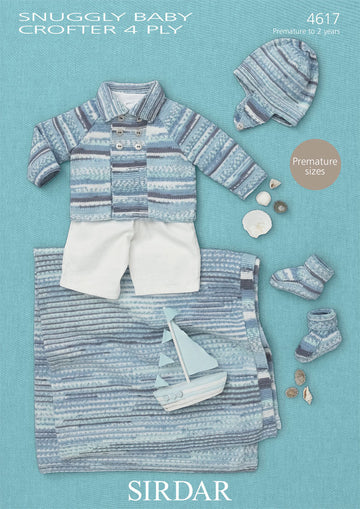 Coat, Helmet, Bootees and Blanket in Sirdar Snuggly Baby Crofter 4 Ply - 4617 - Downloadable PDF