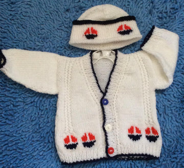 Sail Away Sailboat Cardigan & Hat