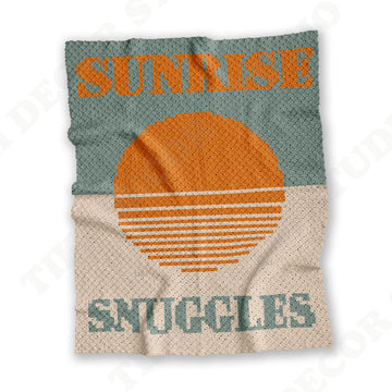 Sunrise Snuggles Throw Orange Ivory Blanket Home Decor C2C Crochet Pattern