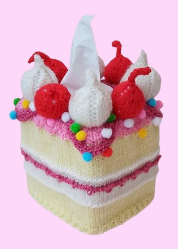Cherry Cake Tissue Box Cover Knitting PatternCherry Cake Tissue Box Cover