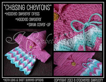 "Chasing Chevrons" Hooded Sweater, Dress or Swim Cover-Up