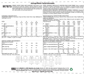 McCall's Misses' Jacket, Robe, Pants and Belt M7875 - Sewing Pattern