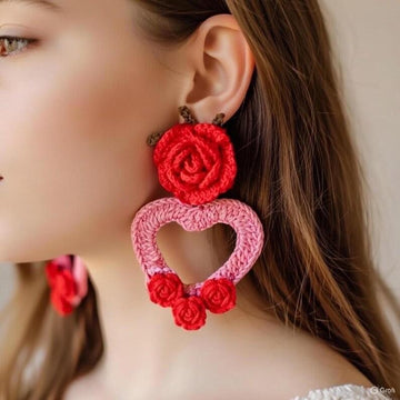 Heart Flower Crochet Earrings Pattern (PDF + Video Tutorial)