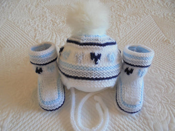 Baby Boy Stripes Hat And Booties