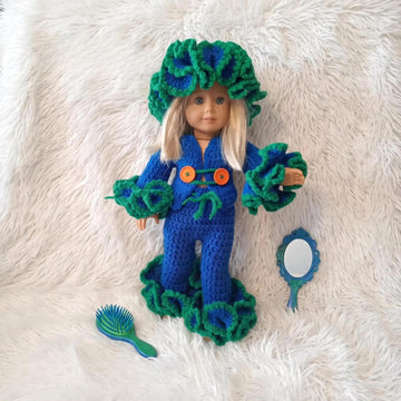 Disco Costume Crochet Doll Pattern, Retro Outfit for 18” Dolls